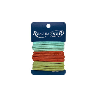 Realeather Shoelace, 3/32", Aqua, Rust, Kiwi