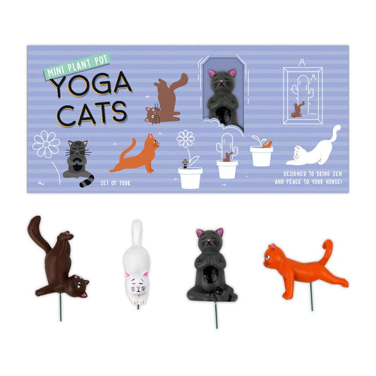Gift Republic Mini Plant Pot Yoga Cats, Multicolor