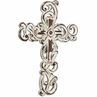 Comfy Hour Cross Wall Hanging, White Wall Cross Decor