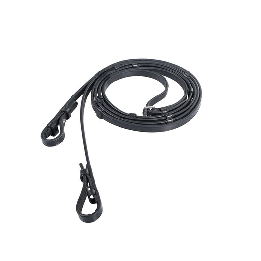 HORZE Laelia Leather Reins with Stops - Black - Pony