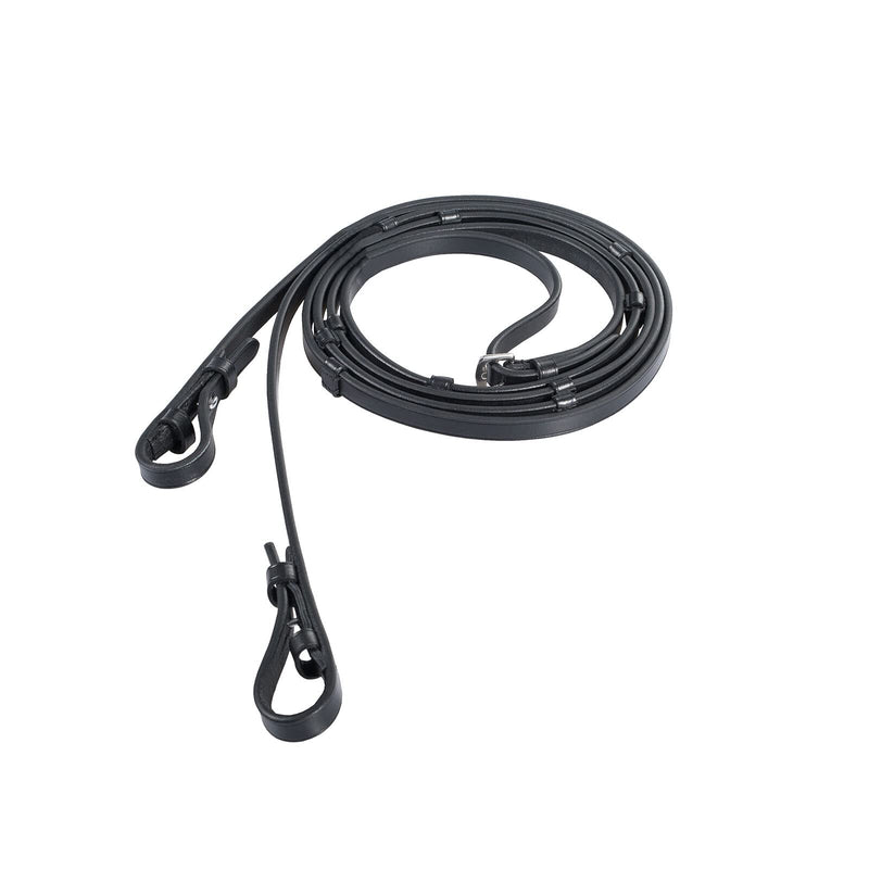 HORZE Laelia Leather Reins with Stops - Black - Pony