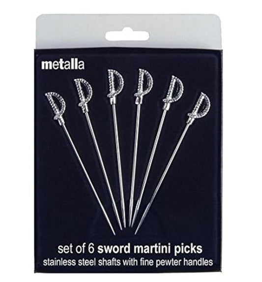 Prodyne Miniature Sword Martini Picks (Set of 6) Metallic