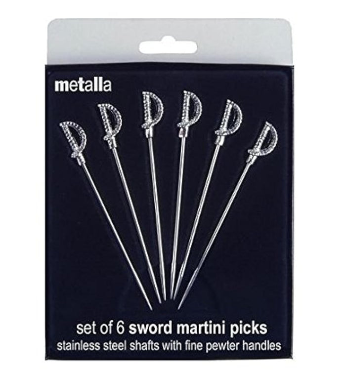 Prodyne Miniature Sword Martini Picks (Set of 6) Metallic