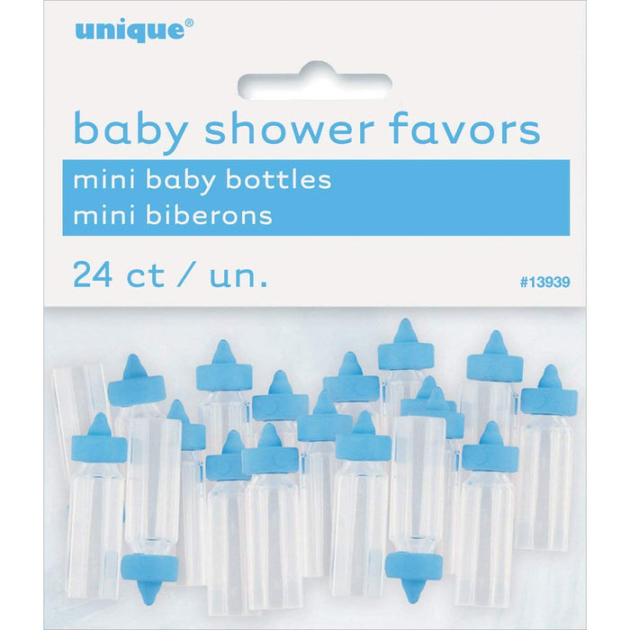 Unique Industries Unique Mini Plastic Blue Bottle Boy Baby Shower Favor Charms, 24 Count (Pack of 1), Multicolor