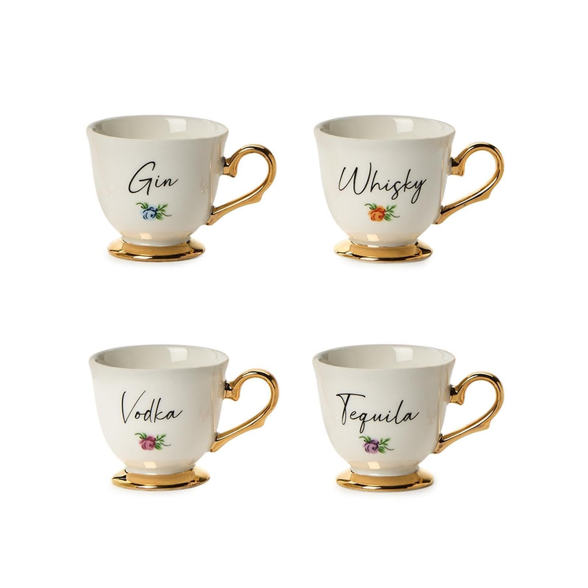 Two's Company Drinking Cup, 3", White & Gold