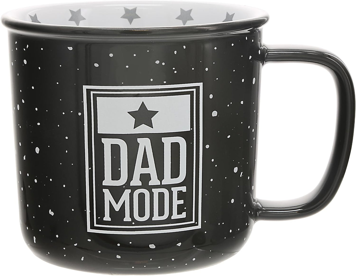 Pavilion - Dad Mode 18-ounce Ceramic Mug, Black with Speckled Finish, Durable Thick Walled Camping Style Coffee Cup, Campfire Mug, Fathers Day Gift, 1 Count