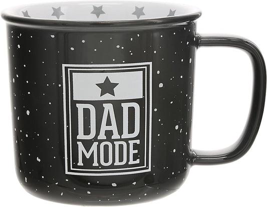 Pavilion - Dad Mode 18-ounce Ceramic Mug, Black with Speckled Finish, Durable Thick Walled Camping Style Coffee Cup, Campfire Mug, Fathers Day Gift, 1 Count