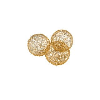 Modern Day Accents Gold D Guita Wire Spheres, Steel, Shiny Plate, Filler, Modern, Box of 3, Tabletop, Home, Office, 3" Diameter