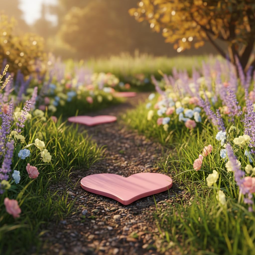 Comfy Hour Rustic Style Outdoor Collection Cast Iron Garden Stepping Stone - Heart, Pink