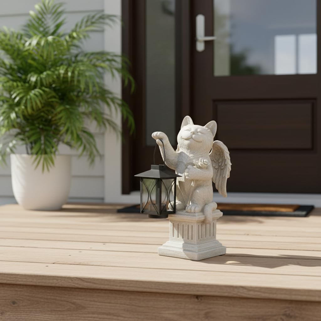 Comfy Hour 12.6 Inch Cat Angel Statue Outdoor, Memorial Figurine