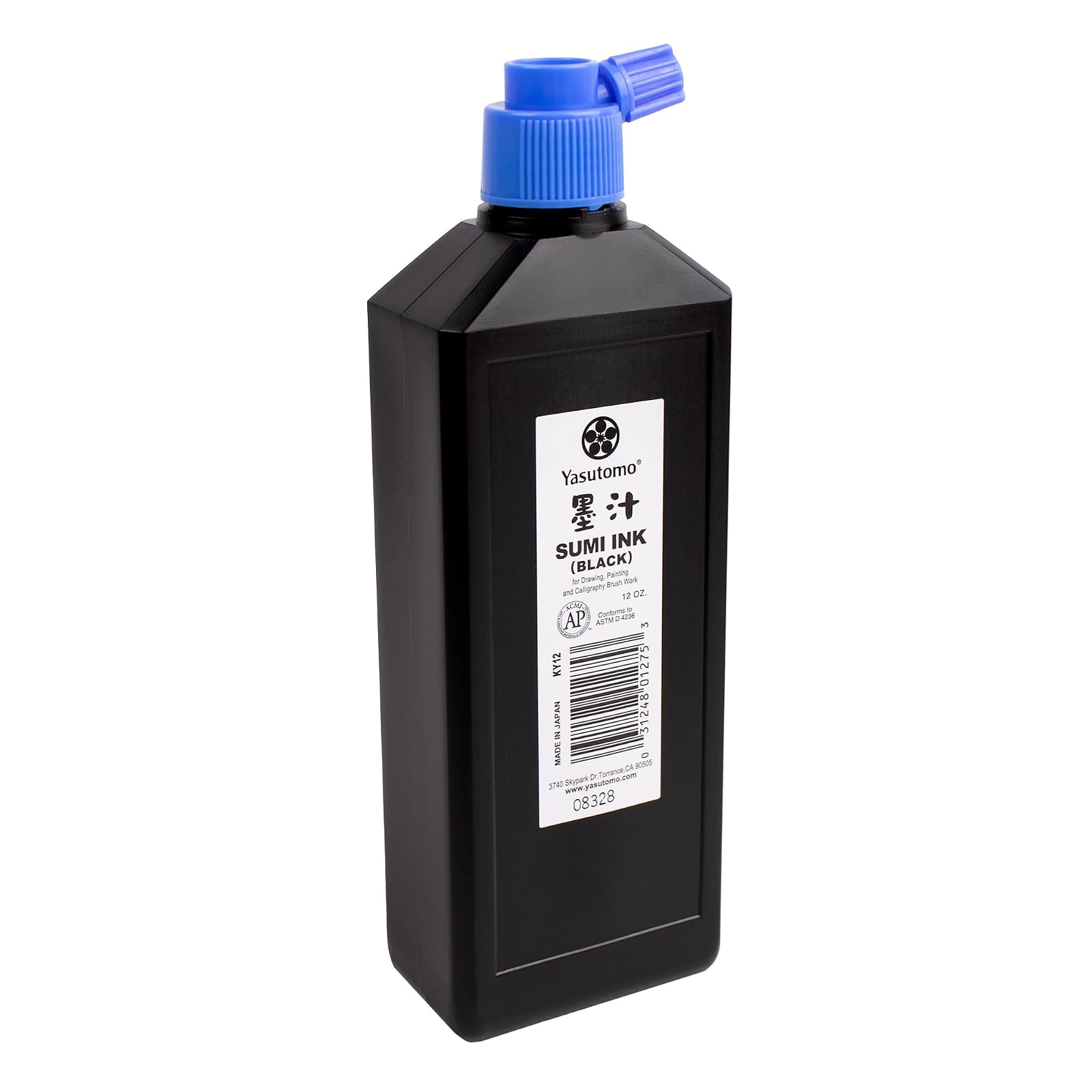 Yasutomo Permanent Liquid Sumi Ink, 12 Ounces, Black
