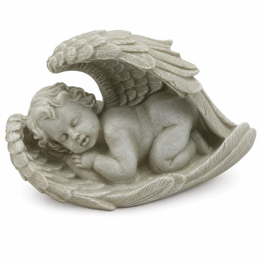 Comfy Hour 9 Inch Baby Angel Statue, Sleeping Cherub in Wing Decor