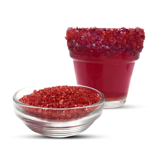 Ultimate Baker Snowy River Red Cocktail Sugar - Kosher Certified Naturally Colored Red Cocktail Rimmer (8oz, Medium Crystal)