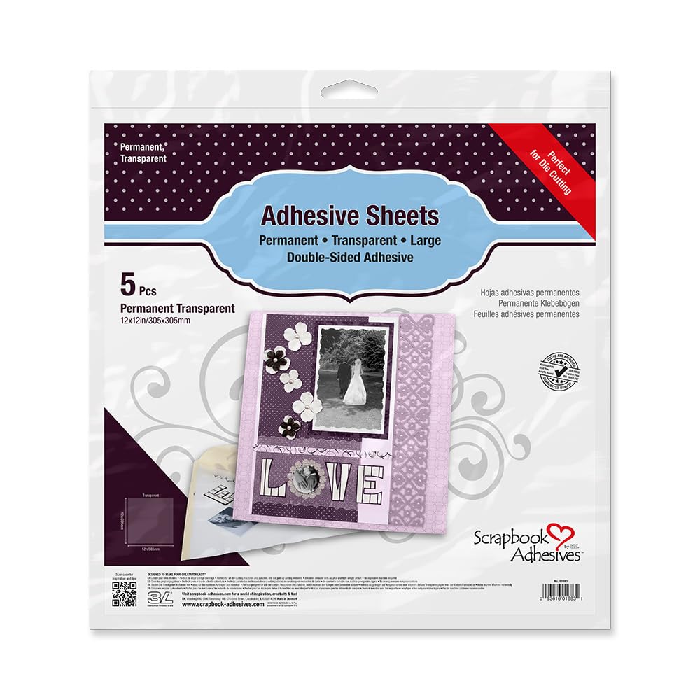 Scrapbook Adhesives by 3L 3L Scrapbook Adhesives Adhesive Sheets, 12-Inch x 12-Inch, 5-Pack