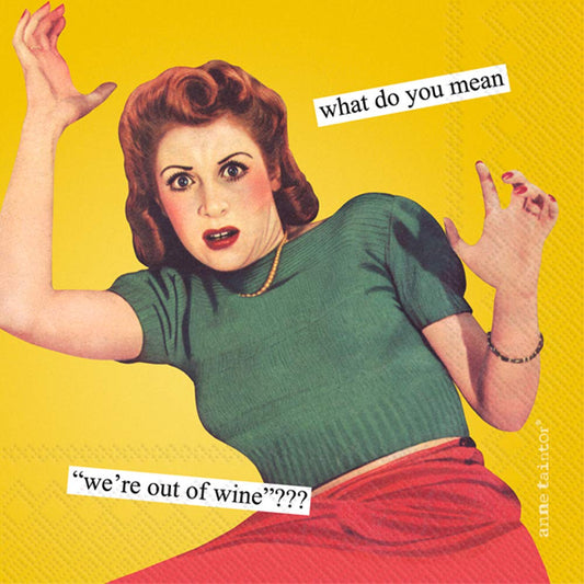 Boston International IHR Anne Taintor, 20 Count Cocktail Beverage Paper Napkins, 5 x 5-Inches, OUT OF WINE