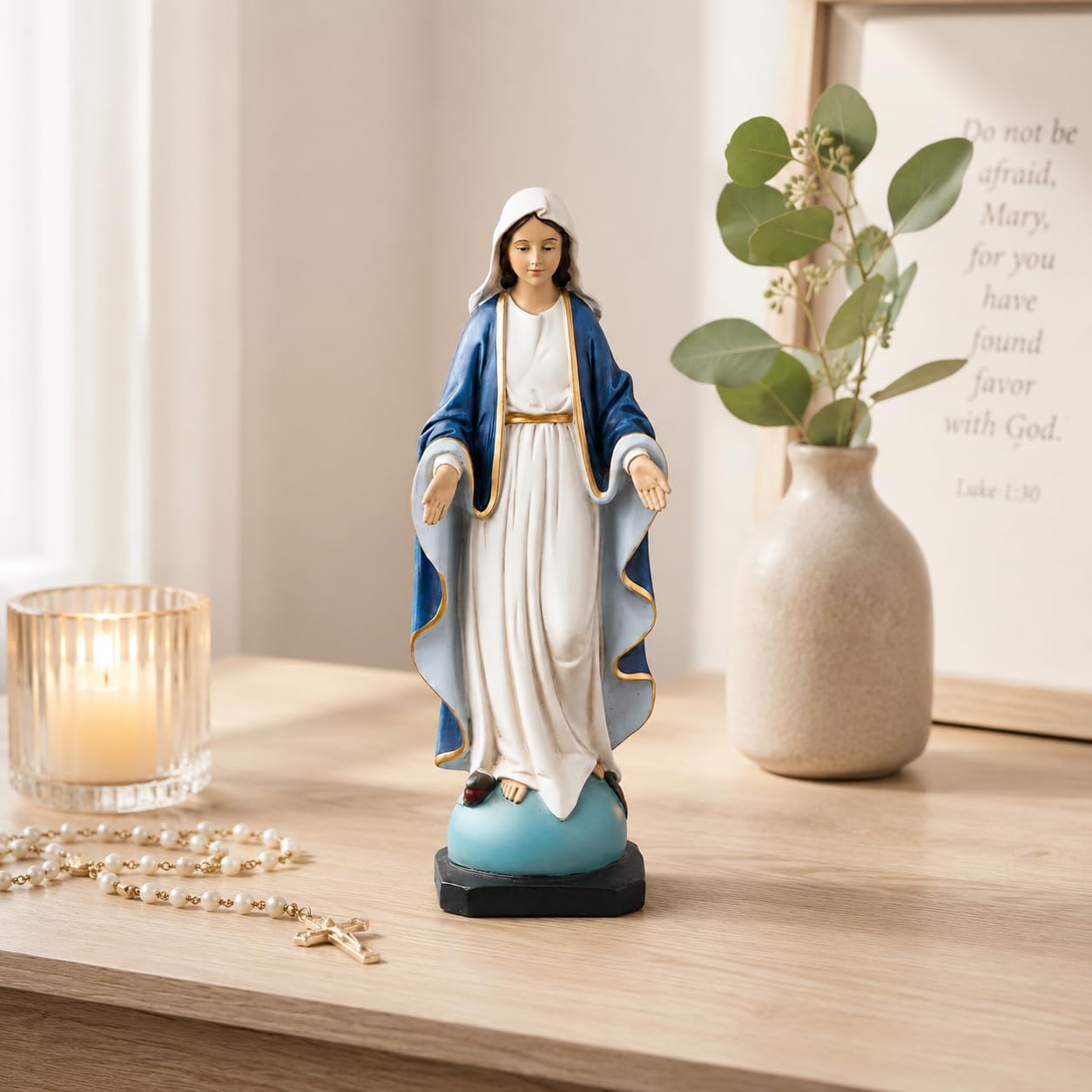 Comfy Hour 9 Inch Virgin Mary Statue, Our Lady of Grace, Set of 1
