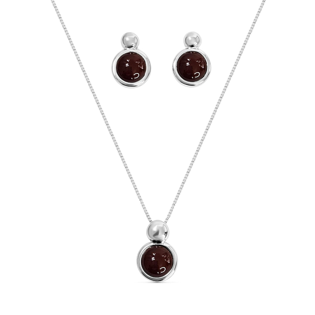 BStones Jewelry Set, White Gold, Red Agate
