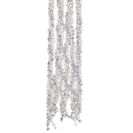 Kurt Adler 108-inch Silver and White Iridescent Twisted Bead Garland