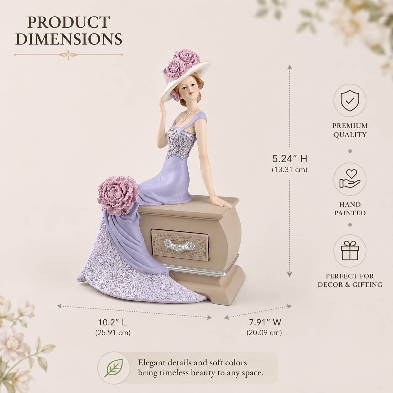 Comfy Hour 12.4 Inch Victorian Decor Lady Figurine, Lavender Gown