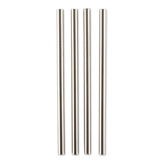 RSVP International Endurance Reusable Straws, Set of 4 - Stainless Steel, 5" | Fits Most Tumblers | Reusable | Scratch & Rust Resistance | Unbendable & Unbreakable | Dishwasher safe
