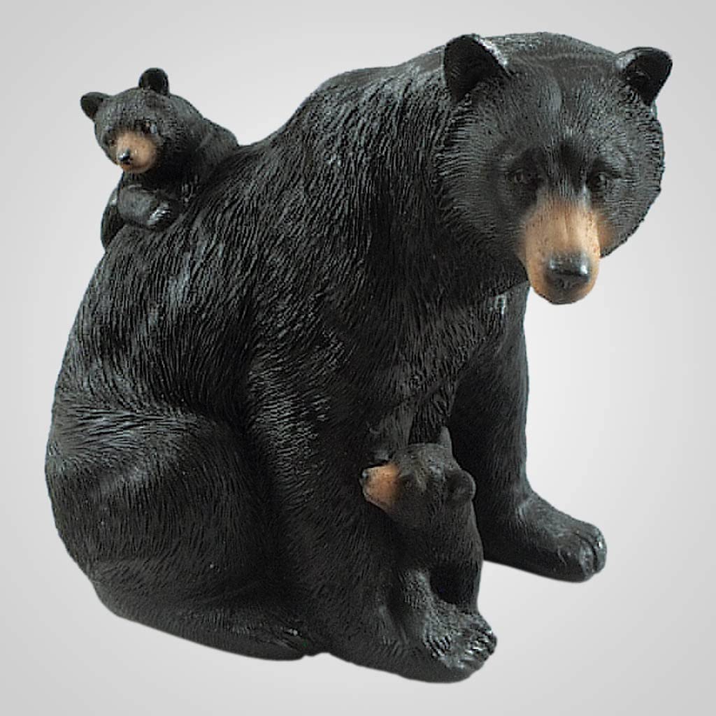 Lipco Polyresin Bear with Cubs Figurine, 6.5-inch Length, Tabletop Decoration