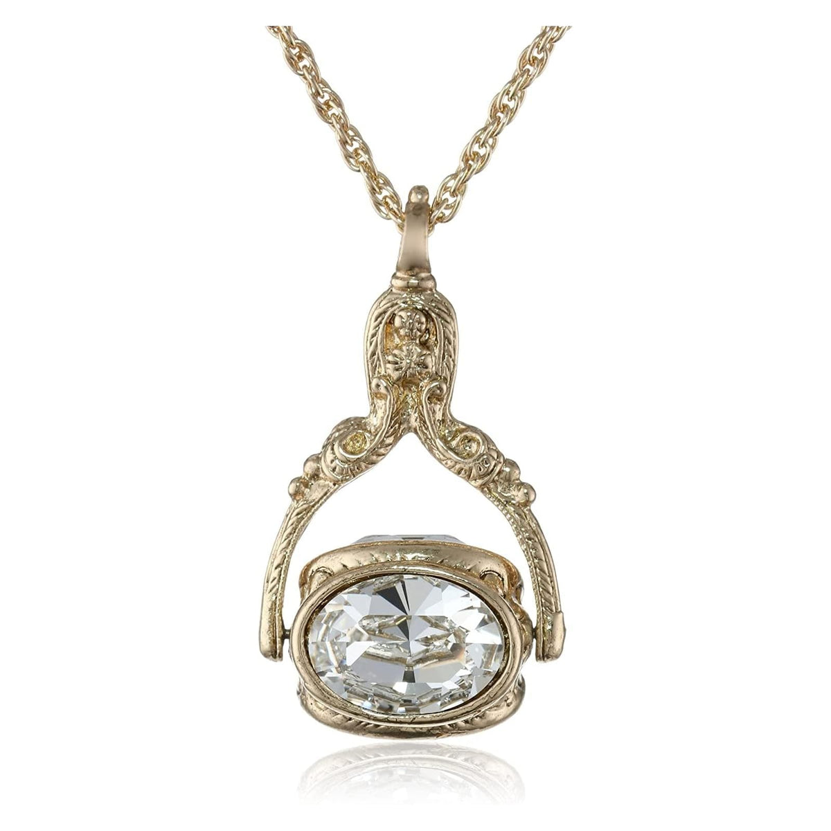 1928 Jewelry Company Necklace, 30" Rope Chain With Lobster-Claw Clasp, Crystal