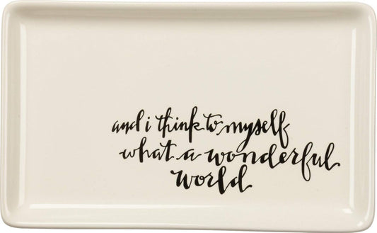 Primitives By Kathy Trinket Tray ~ Wonderful World 6.75" x 4.13"
