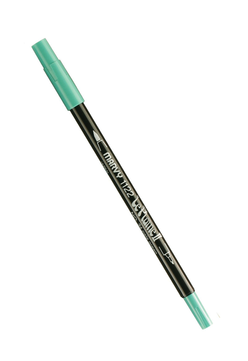 Uchida 1122-C-34 Marvy Extra Fine Tip Le Plume II Double Ender Marker Pen, Pale Green