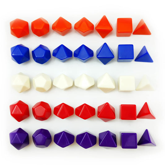Bescon Blank Polyhedral RPG Dice 35pcs Assorted Colors Set, Solid Colors in Complete Set of 7, One Set for Each Color, DIY Dice