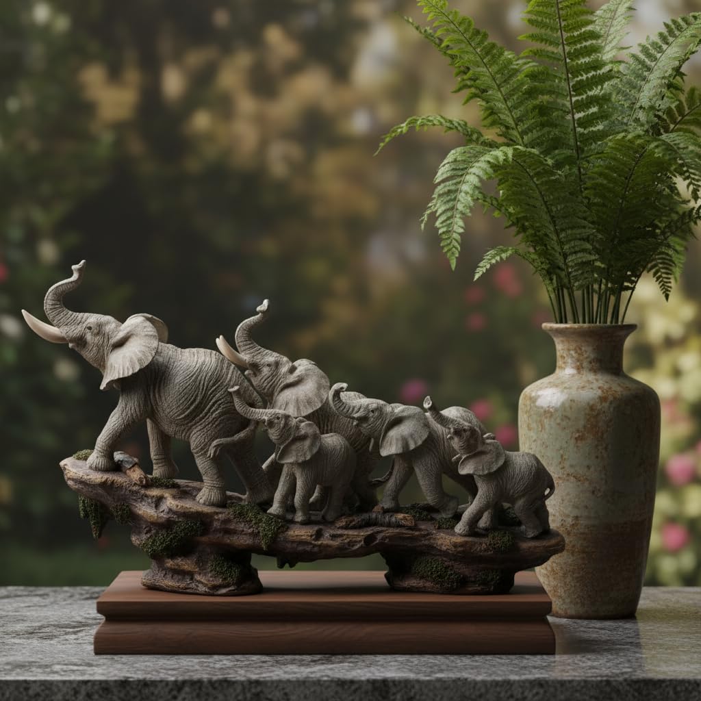 Comfy Hour 14 Inch Elephant Statue, Elephant Family Decor