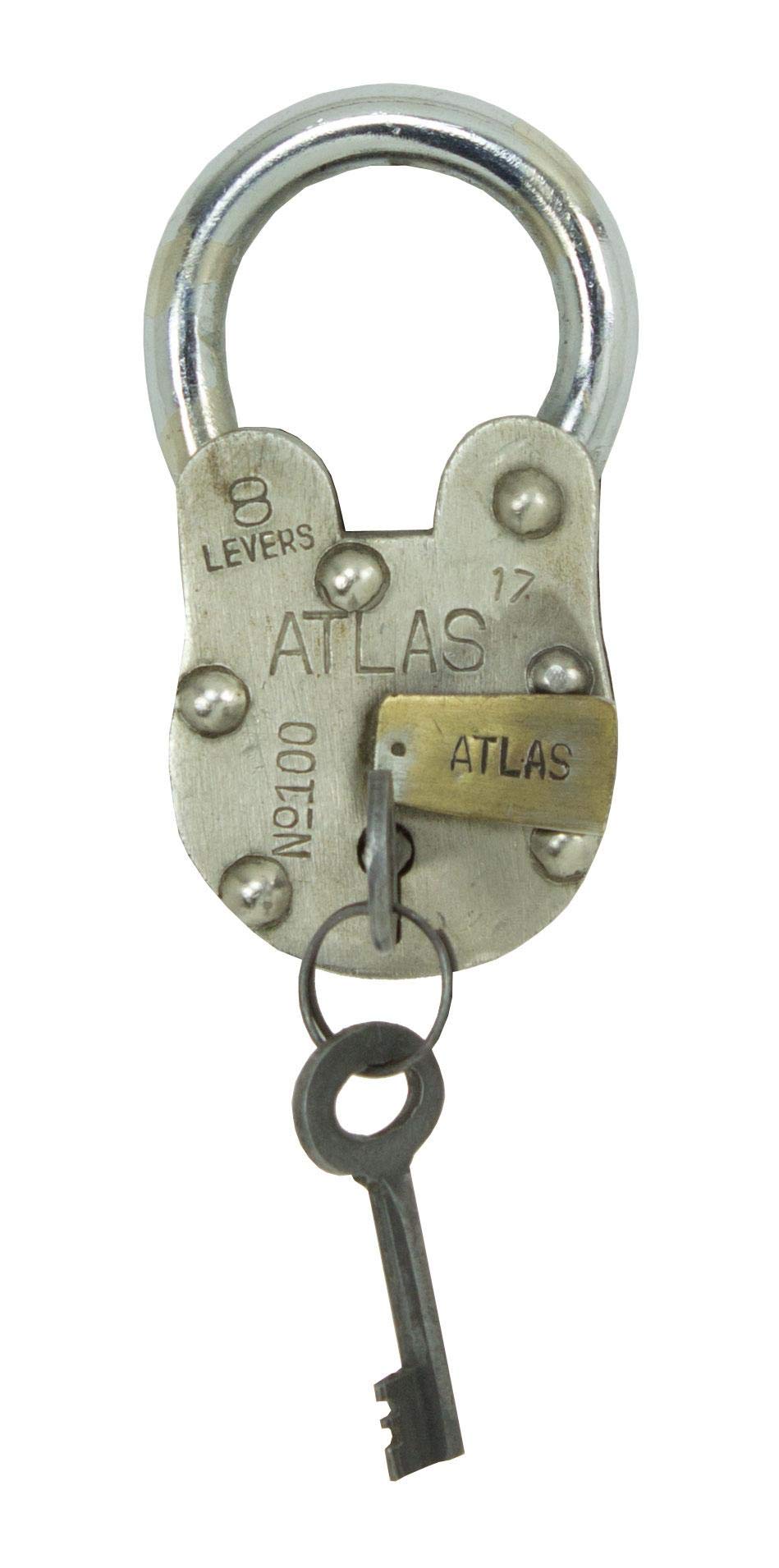 Large Iron Antique Style Replica Atlas Padlock with 2 Keys