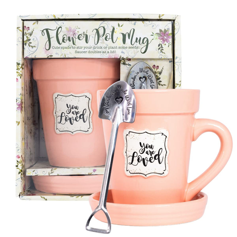 Oak Patch - You Are Loved Flower Pot Mug, Peach
