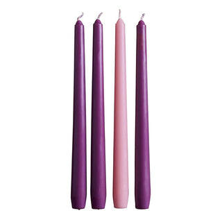 Avalon Gallery Candle, 4-Count, 10" Tapers, Pink and Purple