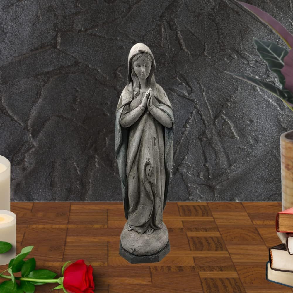 Comfy Hour The Story of Jesus Nativity Scene Collection 14" Resin Religious Praying Virgin Mary Statue, The Blessed Mother of The Immaculate Comception Home Madonna Figurine Gray