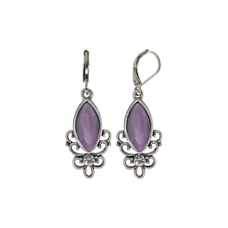 1928 Jewelry Renaissance Amethyst Moonstone Glam Crystal Filigree Drop Earrings