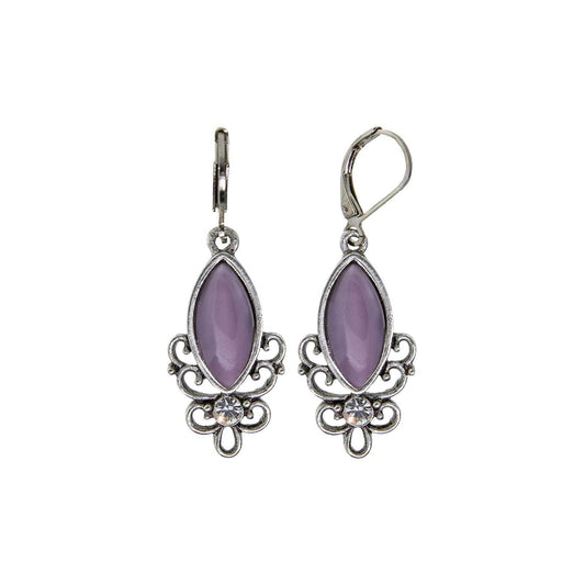 1928 Jewelry Renaissance Amethyst Moonstone Glam Crystal Filigree Drop Earrings