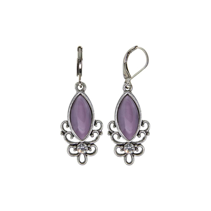 1928 Jewelry Renaissance Amethyst Moonstone Glam Crystal Filigree Drop Earrings