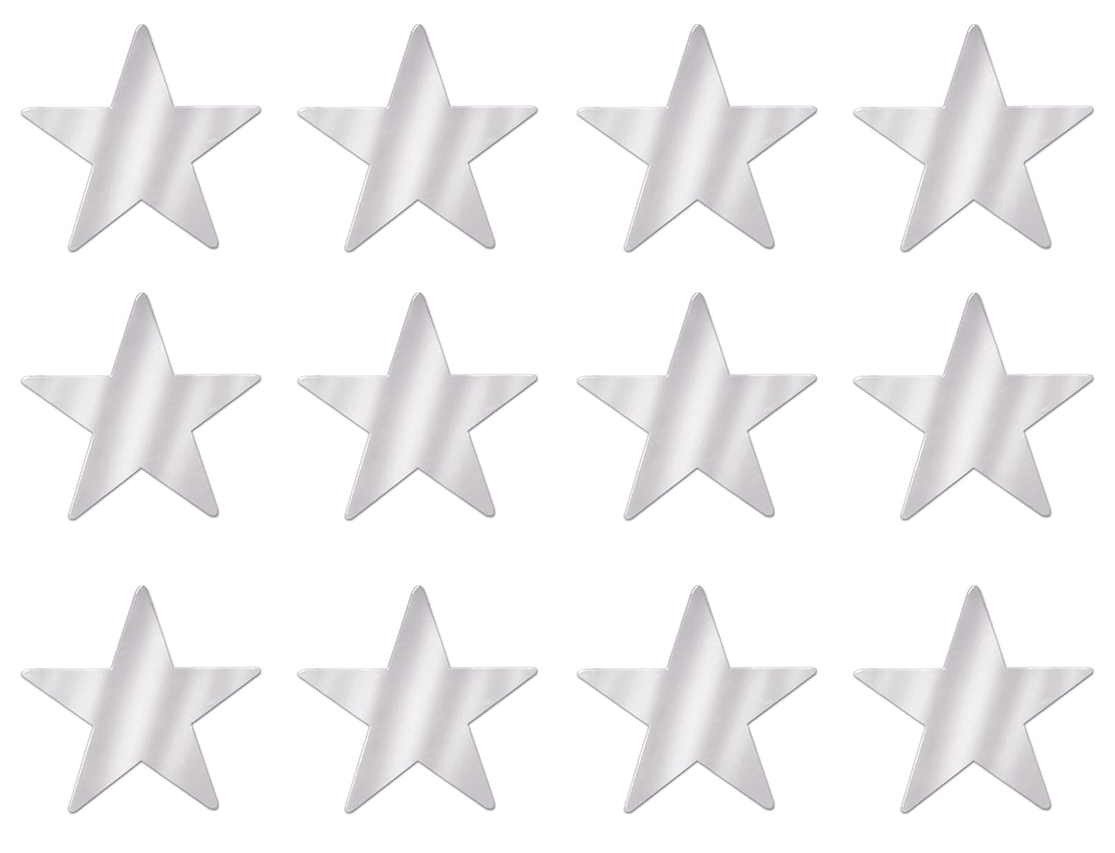 Beistle 57027-S Silver Metallic Star Cutouts, 3-1/2 Inch, 12 Pieces Per Package