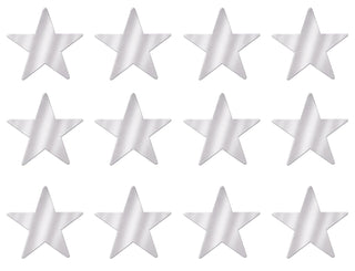 Beistle 57027-S Silver Metallic Star Cutouts, 3-1/2 Inch, 12 Pieces Per Package