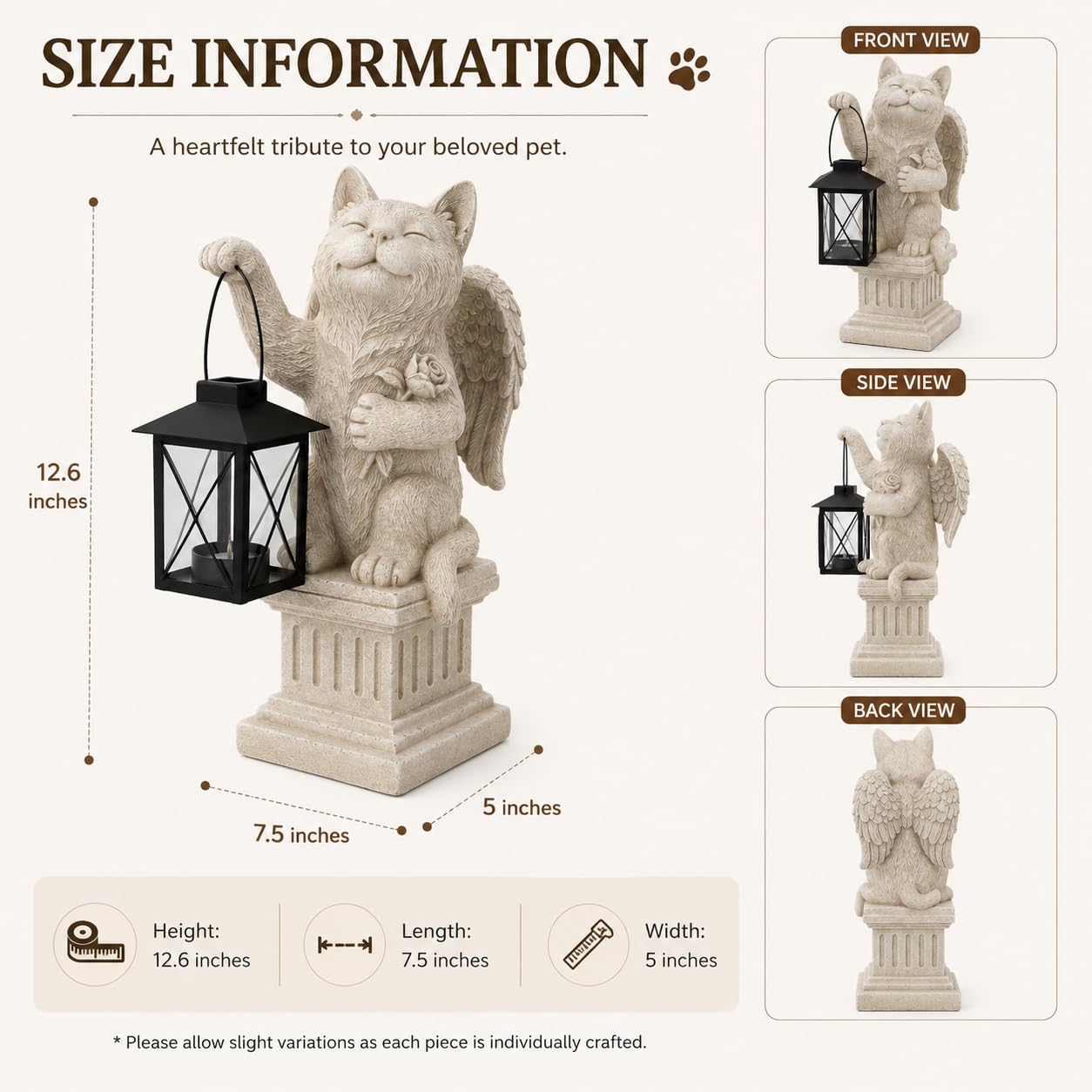 Comfy Hour 12.6 Inch Cat Angel Statue Outdoor, Memorial Figurine