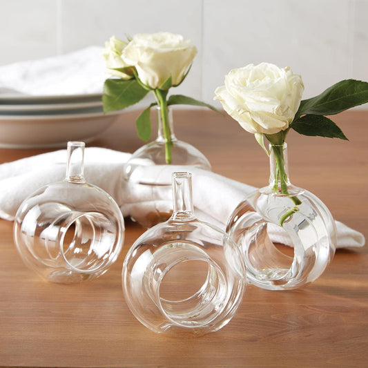 Two's Company Sitting Pretty Bud Vase in a Napkin Ring Set of 4
