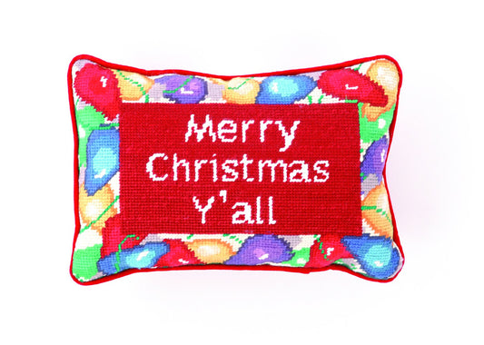 Peking Handicraft Merry Christmas Y'all Needlepoint Pillow