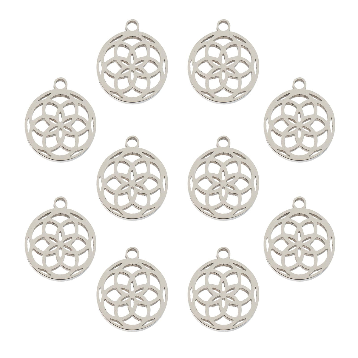 John Bead Charm, 9.1x10.5mm, Silver