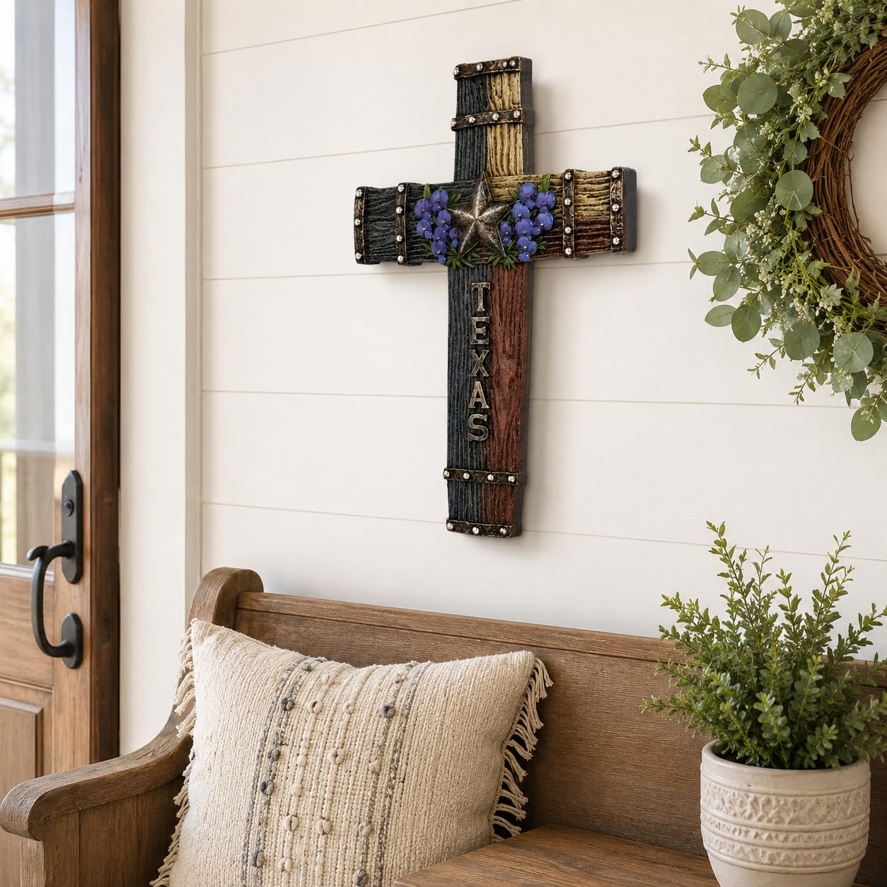 Comfy Hour 14 Inch Texas Cross for Wall, Lone Star Decor, 1 Piece
