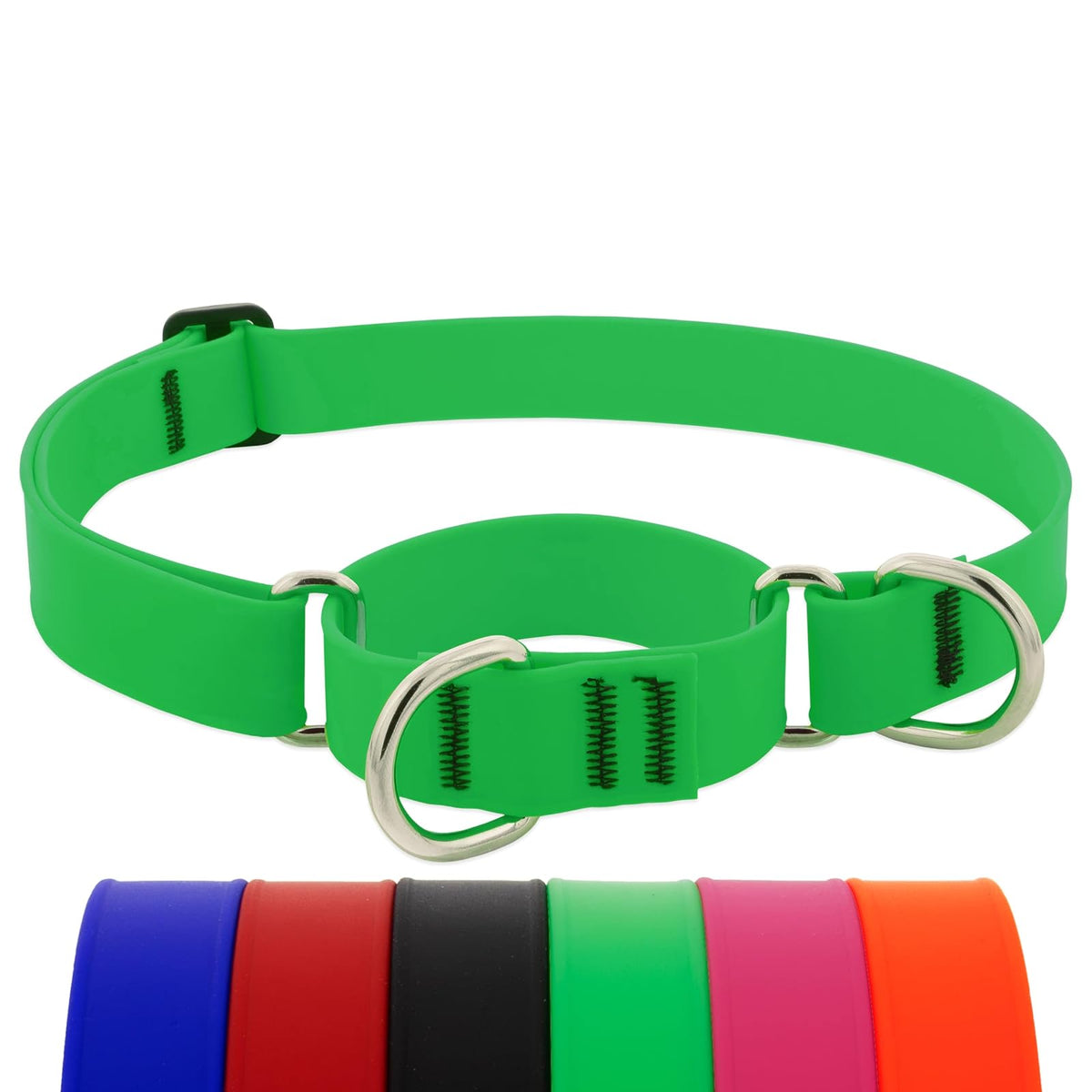 LupinePet Animal Collar, Large: Adjusts from 15 to 22 in, 1-in Wide, Neon Green