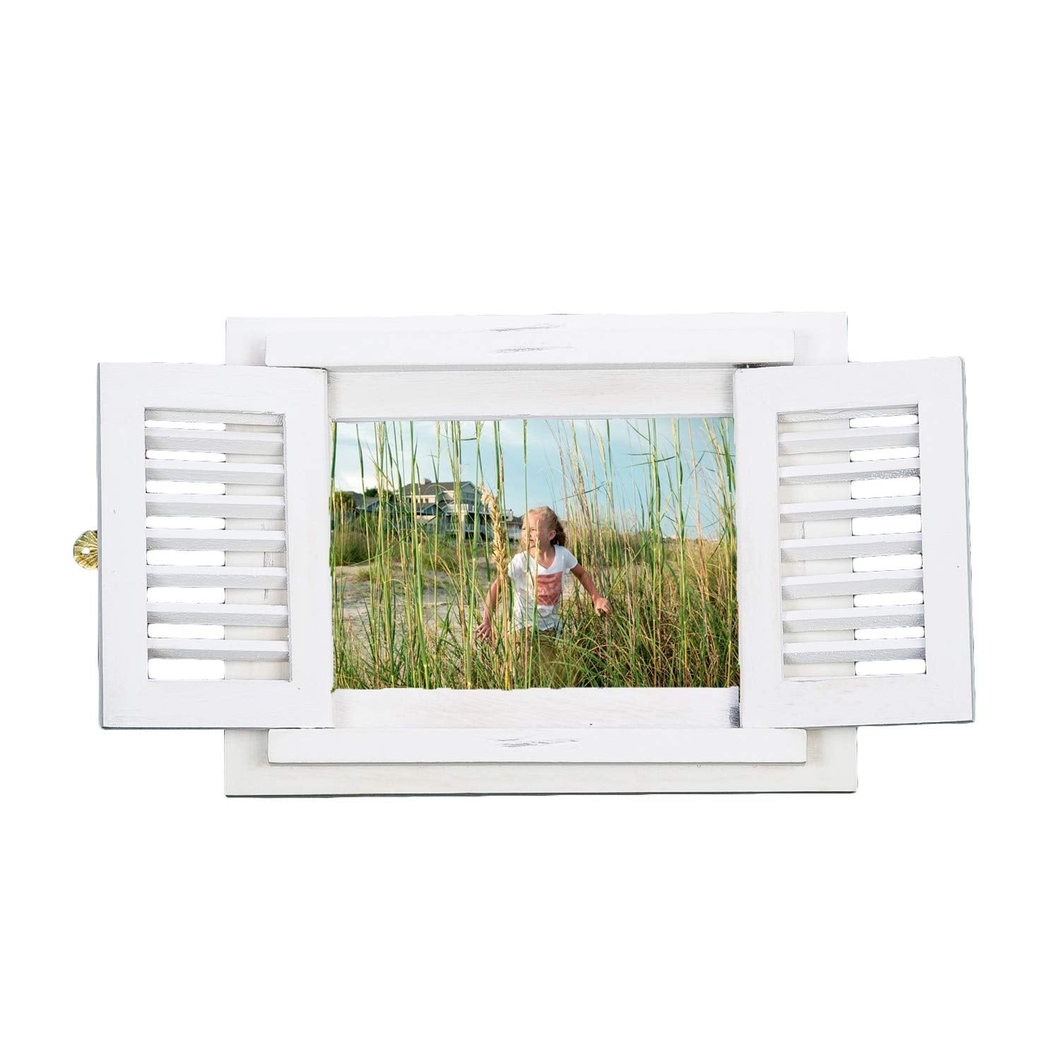 Beachcombers Wood Shutter Photo Frame Holds a Single 5 Inch X 7 Inch Photo