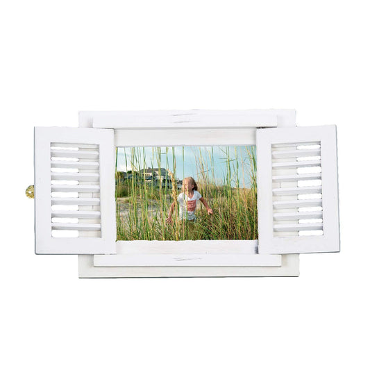 Beachcombers Wood Shutter Photo Frame Holds a Single 5 Inch X 7 Inch Photo