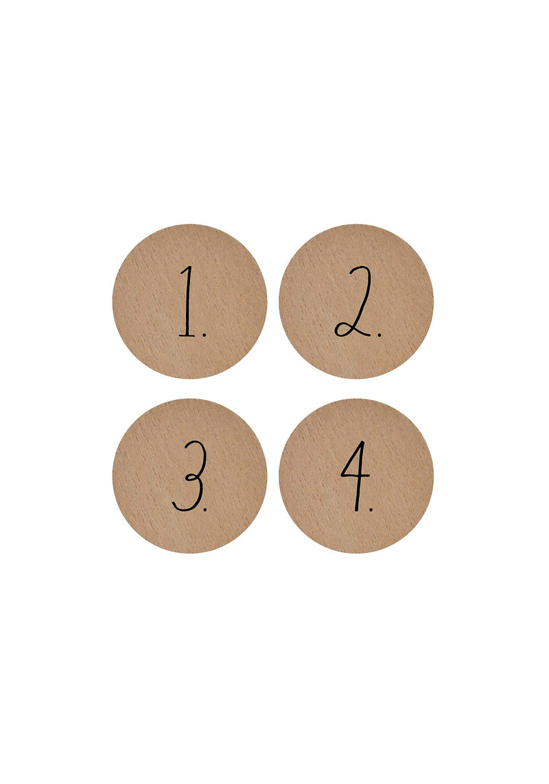 Rae Dunn Cabinet Knobs Drawer Pulls - Set of 4 Round Light Wood - Decorative Mini Wooden Knobs for Kitchen Cabinet, Dresser Drawer, Bathroom Cabinet, Cupboard, Desk Drawer - Includes Hardware