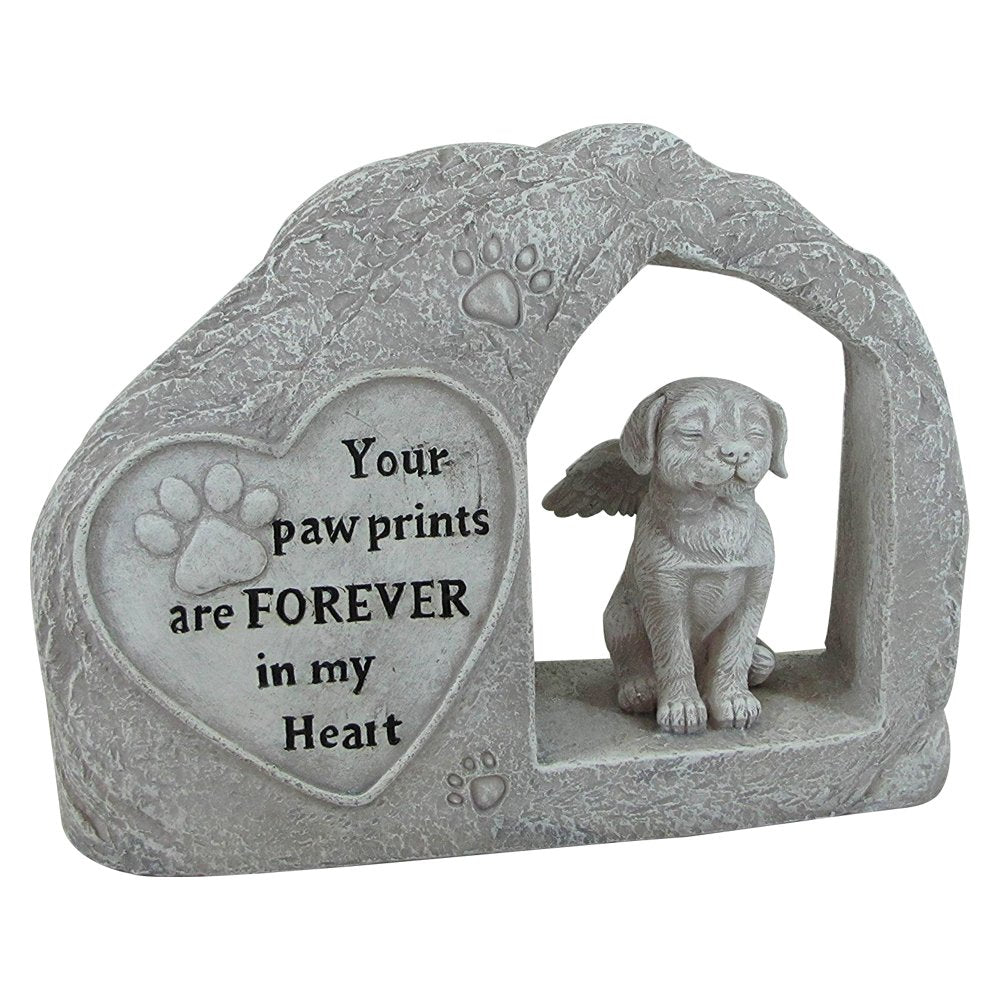 Comfy Hour 7" Height Polyresin Memorial Dog Angel Pet Statue, Handmade Light Gray, Stone Looking, for Your Home Or Garden