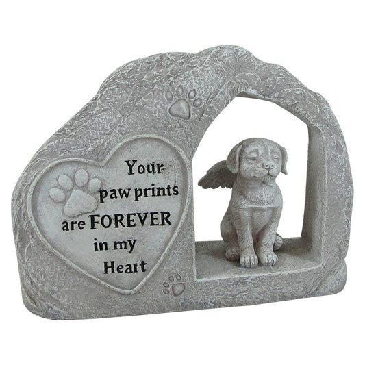 Comfy Hour 7" Height Polyresin Memorial Dog Angel Pet Statue, Handmade Light Gray, Stone Looking, for Your Home Or Garden